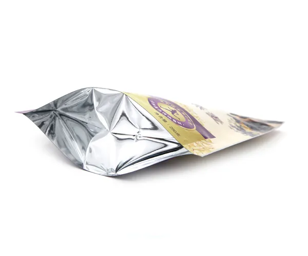 silver stand up pouch